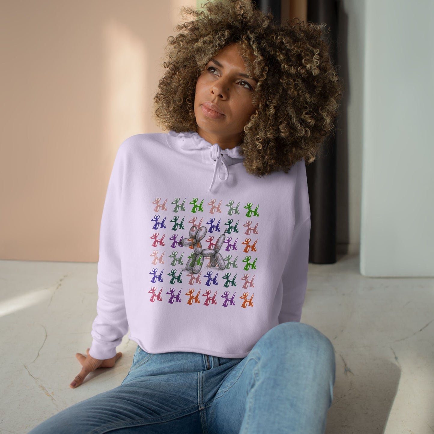 Doggedly Buoyant Crop Hoodie - Available in White, Lilac, and Pale Pink