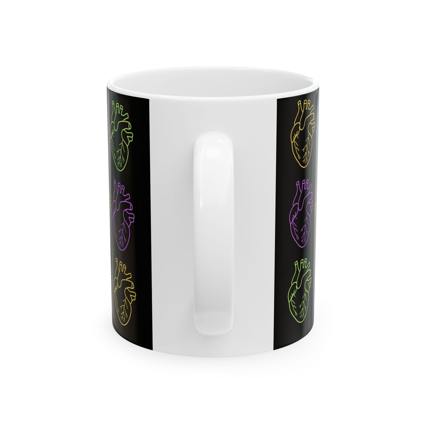 Life In Layers - Anatomic Hearts Black Ceramic Mug, (11oz, 15oz)