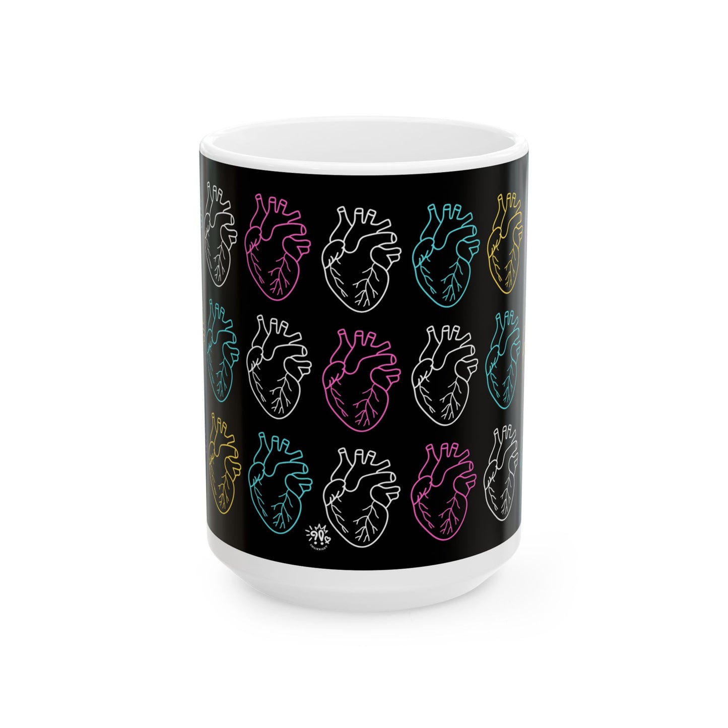 Life In Layers - Anatomic Hearts Black Ceramic Mug, (11oz, 15oz)