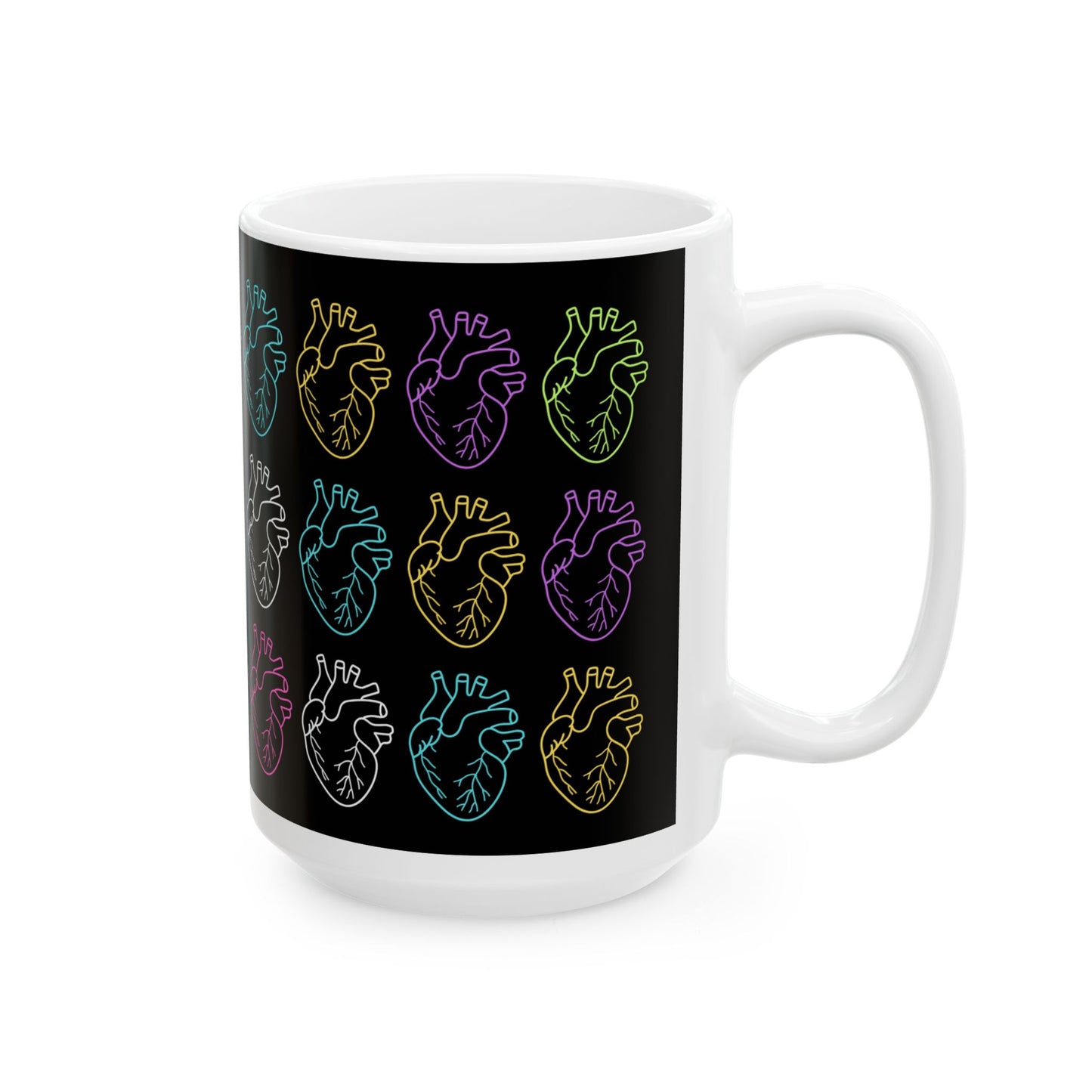 Life In Layers - Anatomic Hearts Black Ceramic Mug, (11oz, 15oz)