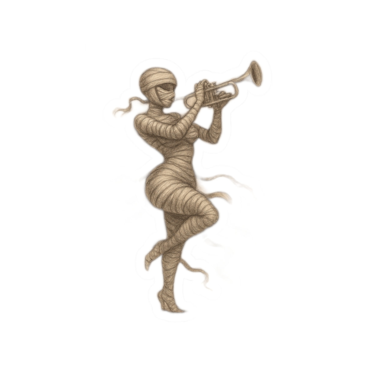 It's a Wrap - Mummy Trumpeter Vinyl Sticker