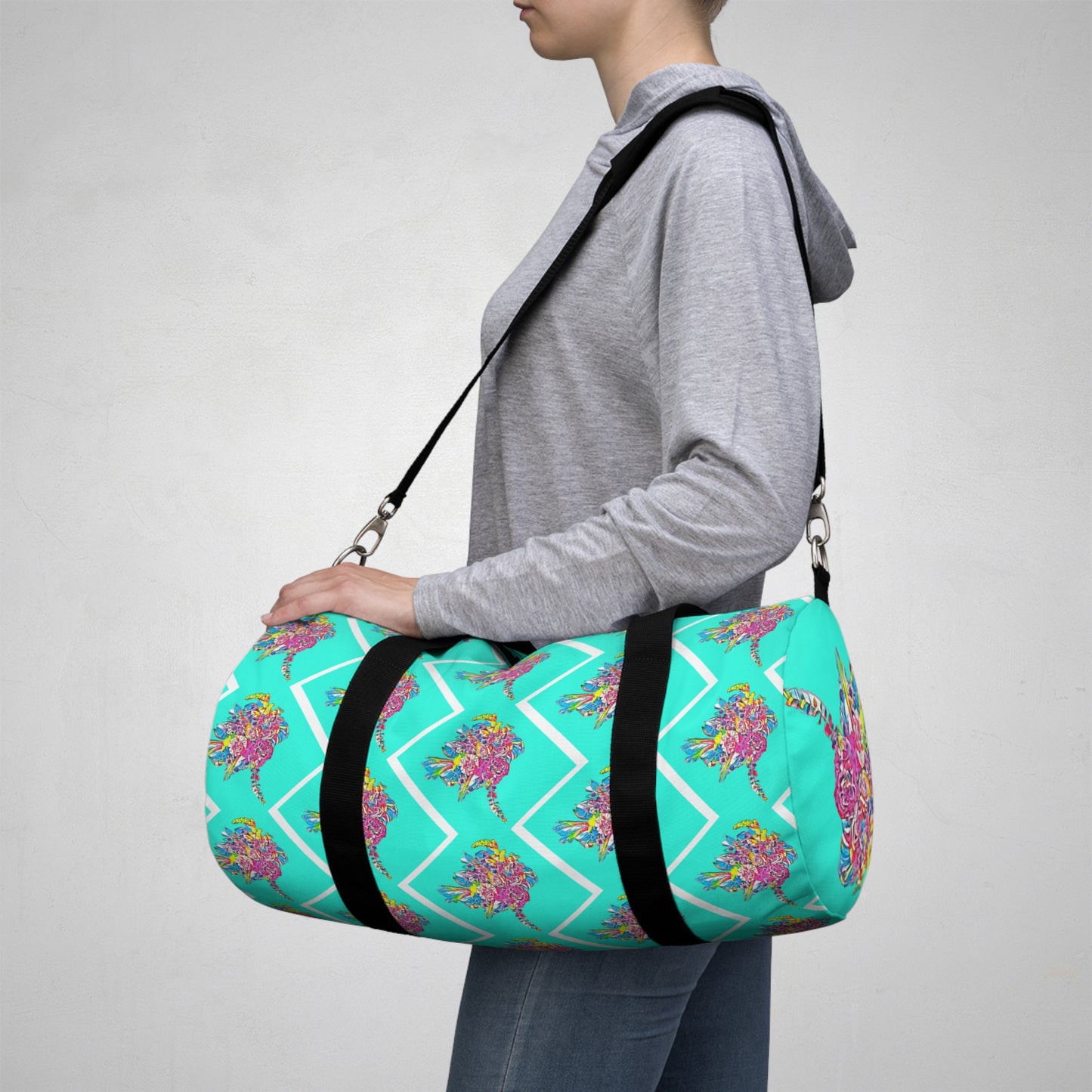 Bouquet in Aquamarine -  Floral Duffel Bag