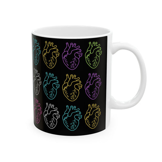 Life In Layers - Anatomic Hearts Black Ceramic Mug, (11oz, 15oz)
