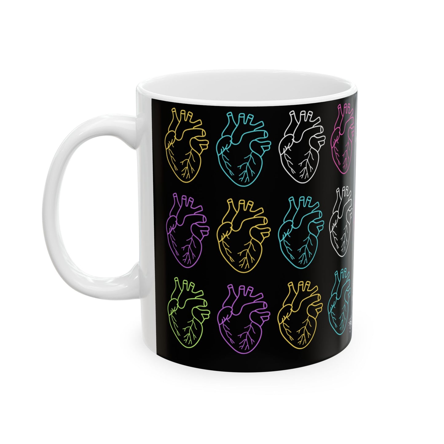Life In Layers - Anatomic Hearts Black Ceramic Mug, (11oz, 15oz)
